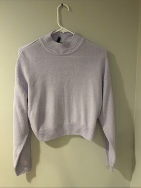 Divided Lavender Mock Neck Cropped Sweater